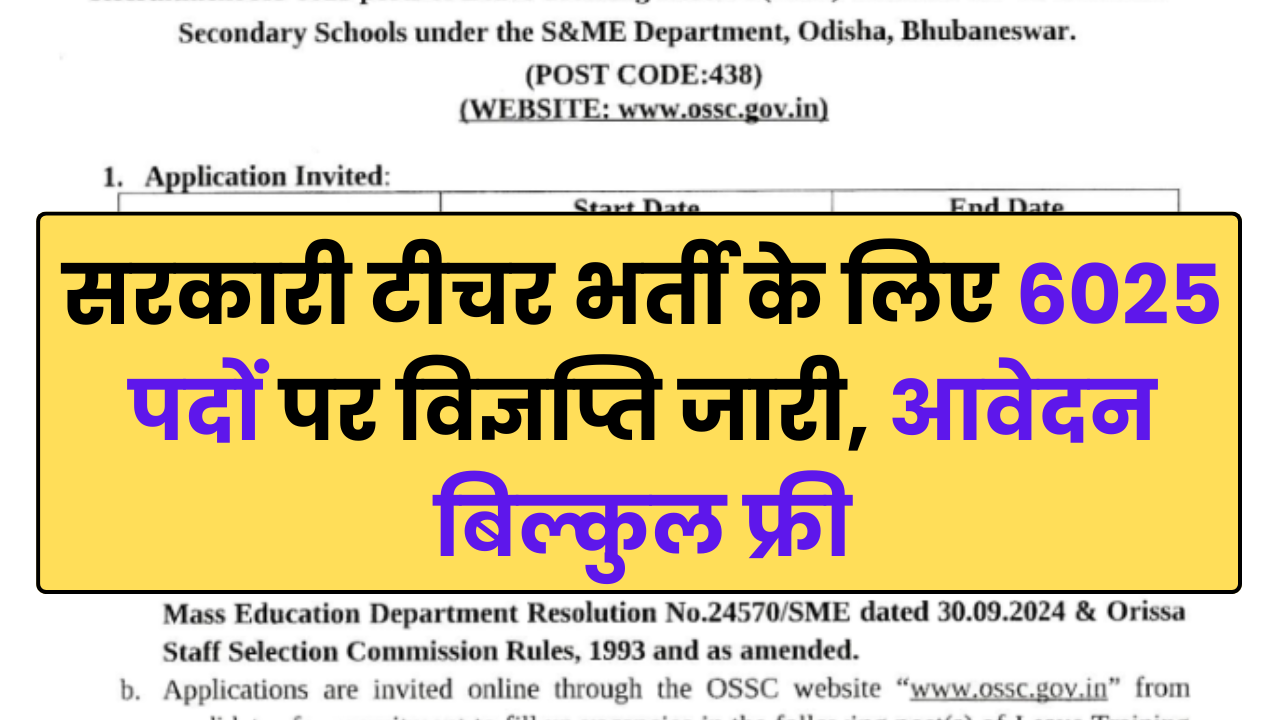 Sarkari Teacher Vacancy