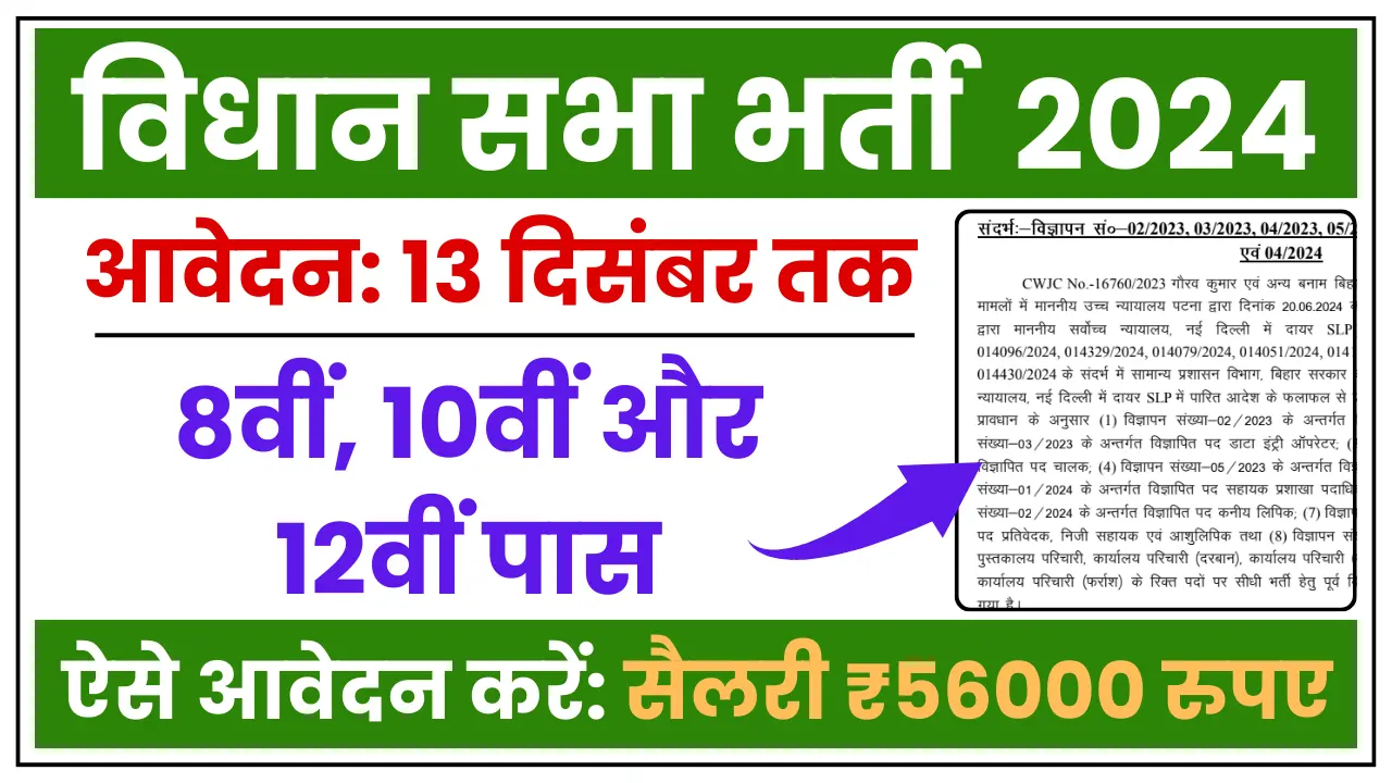 Vidhan Sabha Vacancy 2024
