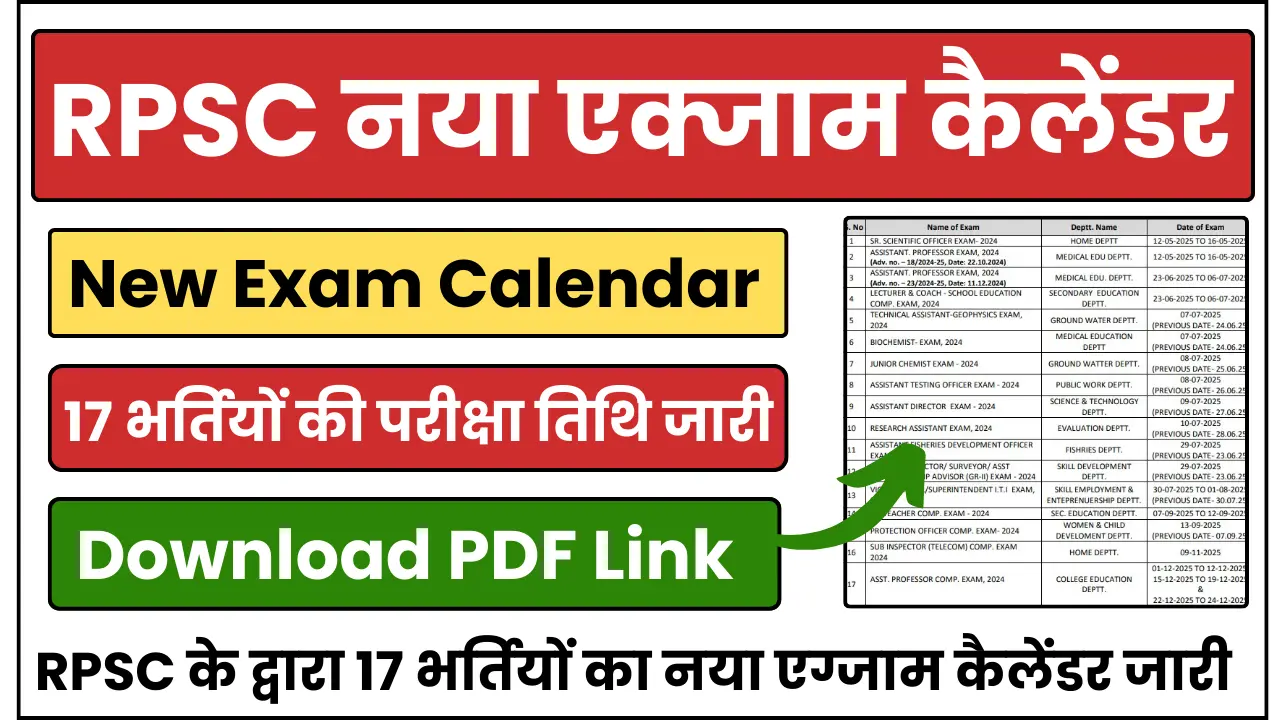 RPSC Exam Calendar 2025
