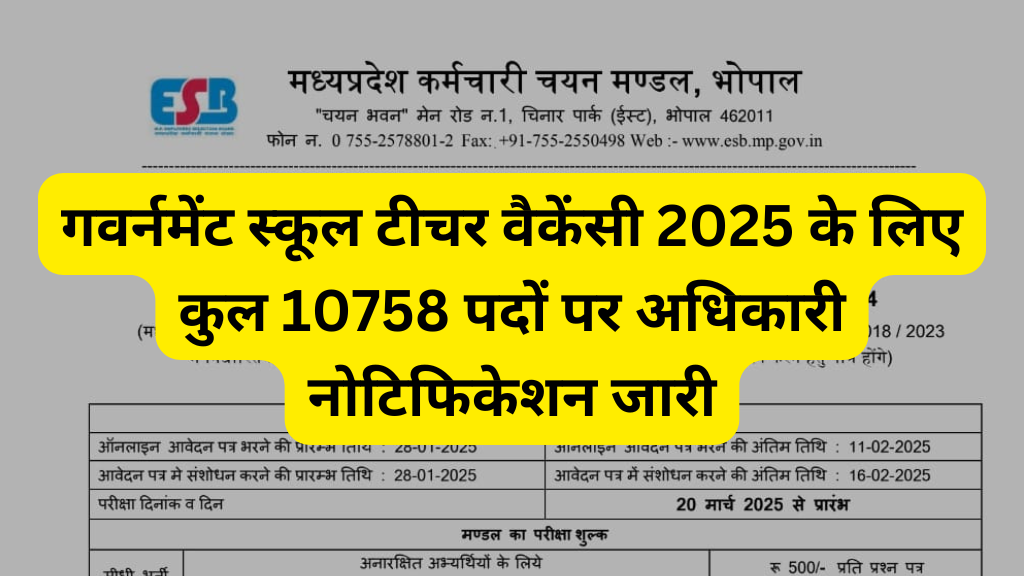 Govt School Teacher Vacancy