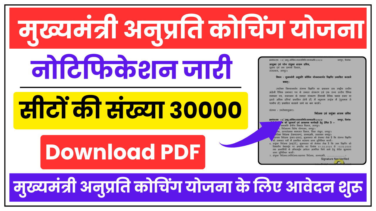Mukhyamantri Anuprati Coaching Yojana