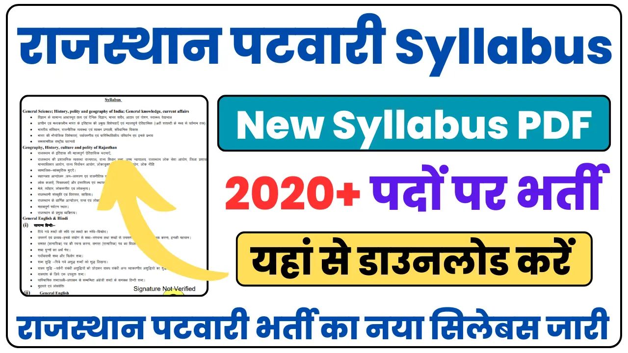 Rajasthan Patwari Syllabus 2025