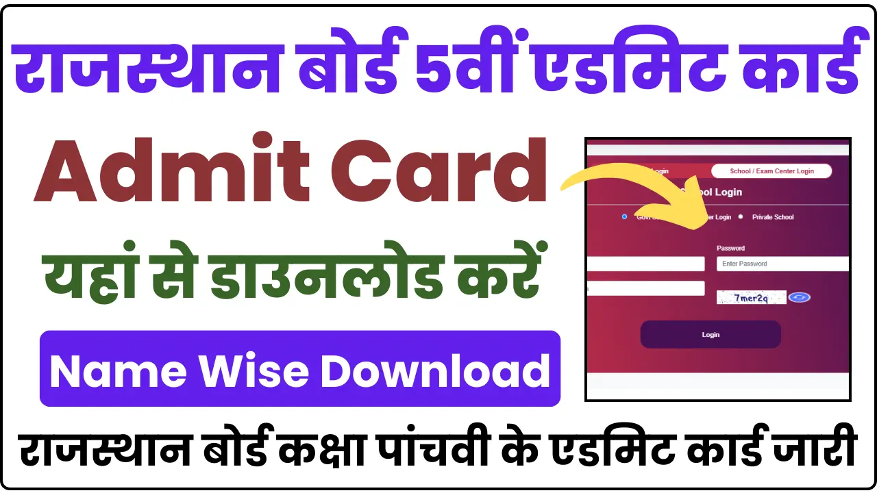 Rajasthan Board 5th Admit Card 2025